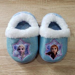 Disney Girl's Frozen Anna Elsa Plush Slippers Blue Youth Toddler Size 5/6